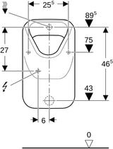 GEBERIT Alivio Urinal wandhängend mit Spülrand, Zulauf hinten, Abgang hinten/unten, weiß