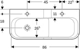GEBERIT Bambini Spiel- und Waschlandschaft 90 cm – 2 Waschplätze, 2 Hahnlöcher, weiß