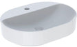 Geberit VariForm Aufsatzwaschtisch elliptisch 60x45 cm mit Hahnloch und KeraTect in Weiß