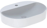 Geberit VariForm Aufsatzwaschtisch elliptisch 60x45 cm mit Hahnloch und KeraTect in Weiß