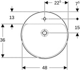GEBERIT VariForm Halbeinbauwaschtisch rund 50 cm mit Hahnloch und Überlauf, KeraTect weiß