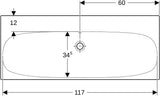 Geberit Acanto Doppelwaschtisch 120x48 cm, ohne Hahnloch, mit Überlauf, weiß – wandmontiert & unterbaufähig