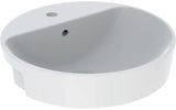GEBERIT VariForm Halbeinbauwaschtisch rund 50 cm mit Hahnloch und Überlauf, KeraTect weiß
