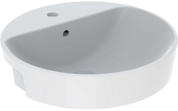 GEBERIT VariForm Halbeinbauwaschtisch rund 50 cm mit Hahnloch und Überlauf, KeraTect weiß