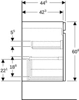 Geberit Renova Plan Waschtischunterschrank für Doppelwaschtisch, 2 Schubladen, Nussbaum hickory hell