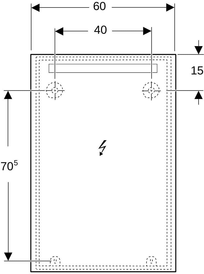 Geberit Option Basic Lichtspiegel eckig 50x70cm mit LED-Beleuchtung oben, Aluminium eloxiert