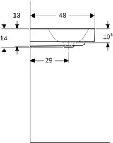 Geberit ONE Waschtisch 60x48 cm mit Hahnloch, ohne Überlauf, weiß, KeraTect