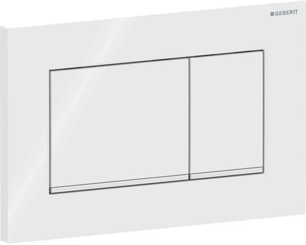 Geberit Sigma20 Betätigungsplatte eckig 2-Mengen-Spülung weiß glänzend chrom