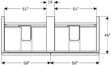 Geberit Acanto Unterschrank für Doppelwaschtisch – 2 Schubladen, 119 cm, Weiß Hochglanz