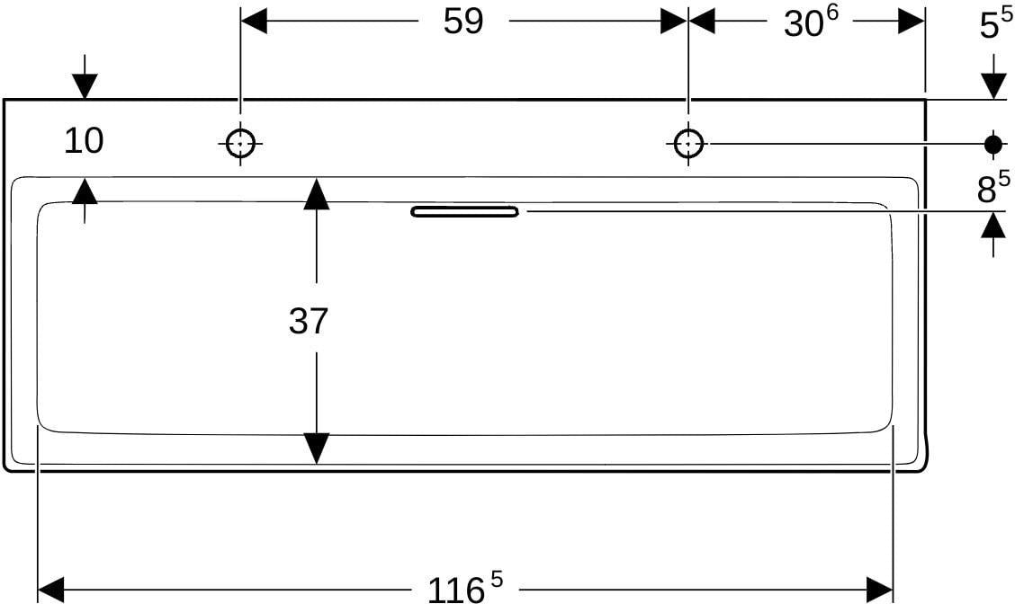 Geberit ONE Doppelwaschtisch 120x48 cm mit CleanDrain, KeraTect, ohne Überlauf, weiß