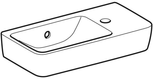 Geberit Renova Compact Handwaschbecken 50 x 25 cm, weiß, Hahnloch rechts, mit Überlauf