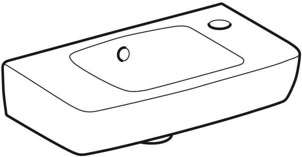 Geberit Renova Compact Handwaschbecken 45x25 cm, weiß, mit Überlauf und Ablagefläche links
