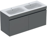 Geberit Renova Plan Waschtischset 130 cm Nussbaum hell mit KeraTect Doppelwaschtisch