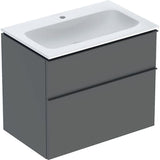 Geberit iCon Waschtischset 75 cm mit Unterschrank, 2 Schubladen, weiß hochglanz, Griff weiß matt