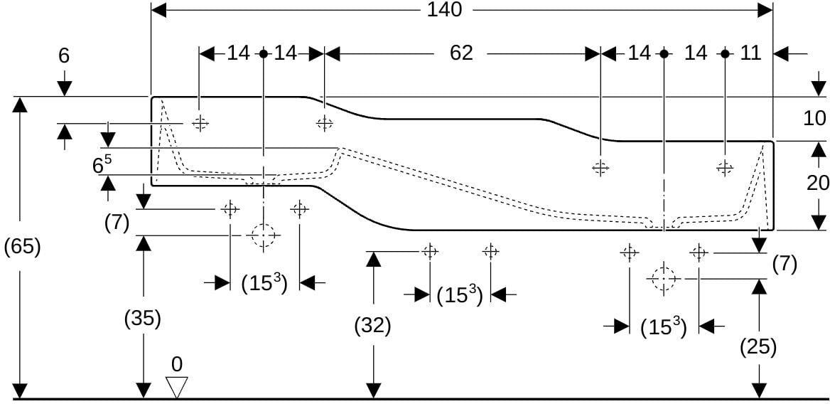 Geberit Bambini Spiel- und Waschlandschaft 140 cm, 3 Waschplätze, ohne Hahnloch, weiß