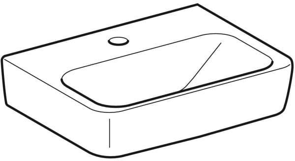 Geberit Renova Plan Handwaschbecken 45x34 cm weiß mit Hahnloch mittig und Überlauf