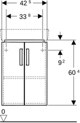 Geberit Renova Compact Unterschrank für Eck-Handwaschbecken, 2 Türen, weiß, 42,5 cm