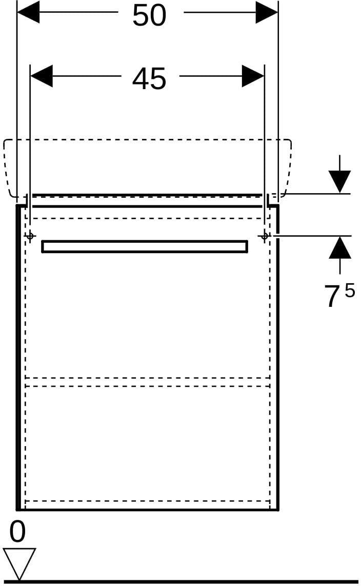 GEBERIT Renova Compact Waschtischunterschrank 50 cm, 1 Tür, weiß hochglanz, wandhängend