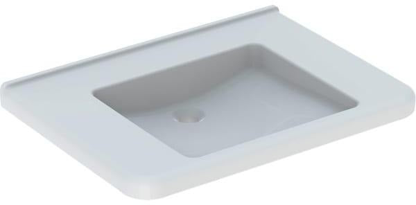 GEBERIT Renova Comfort Waschtisch 75x55 cm eckig barrierefrei ohne Hahnloch weiß