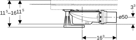 Geberit Duschwannenablauf mit 4 Füßen für Setaplano, Sperrwasserhöhe 50 mm, d50