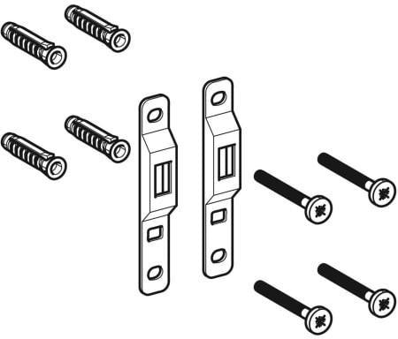 Geberit Befestigungsmaterial für Unterschrank HWB und WT – Montageset mit 2 Platten, 4 Dübeln, 4 Schrauben