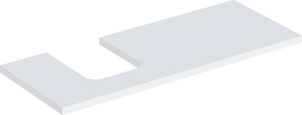 GEBERIT ONE Waschtischplatte 90 cm mit Ausschnitt links, weiß hochglänzend, für Aufsatzwaschtisch Schalenform