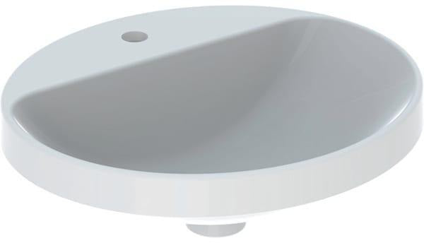 Geberit VariForm Einbauwaschtisch oval 50x45 cm mit Hahnlochbank und KeraTect in Weiß