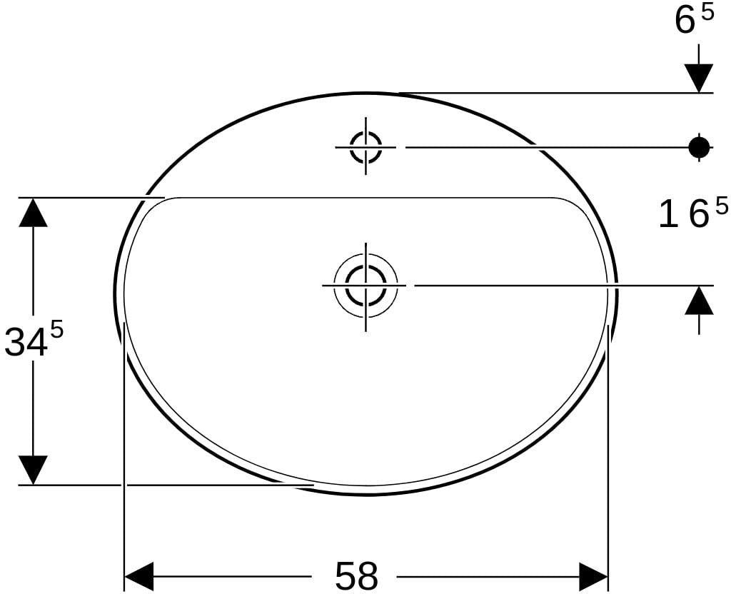 Geberit VariForm Einbauwaschtisch oval 60x48 cm mit Hahnlochbank KeraTect