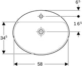 Geberit VariForm Einbauwaschtisch oval 60x48 cm mit Hahnlochbank KeraTect