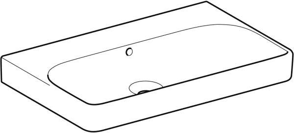 Geberit Smyle Waschtisch eckig 75x48 cm ohne Hahnloch mit Überlauf weiß