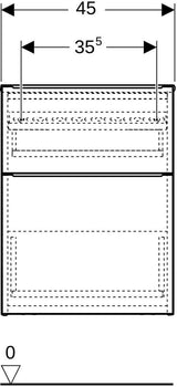 Geberit iCon Seitenschrank 45 cm – 2 Schubladen, weiß hochglänzend, wandhängend