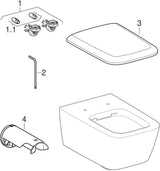 Geberit iCon Wand-WC eckig, Tiefspüler, Rimfree spülrandlos, weiß, 35 cm