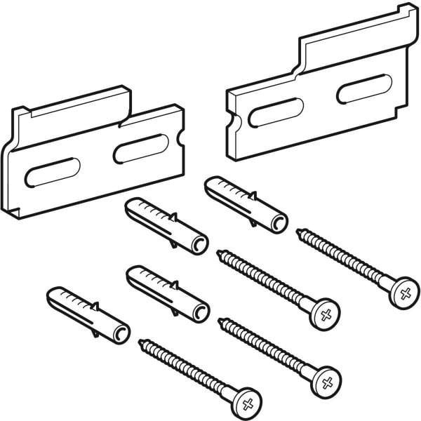 Geberit Befestigungsmaterial für Waschtischunterschrank und Seitenschrank – 6 Schrauben, 2 Platten, 6 Dübel