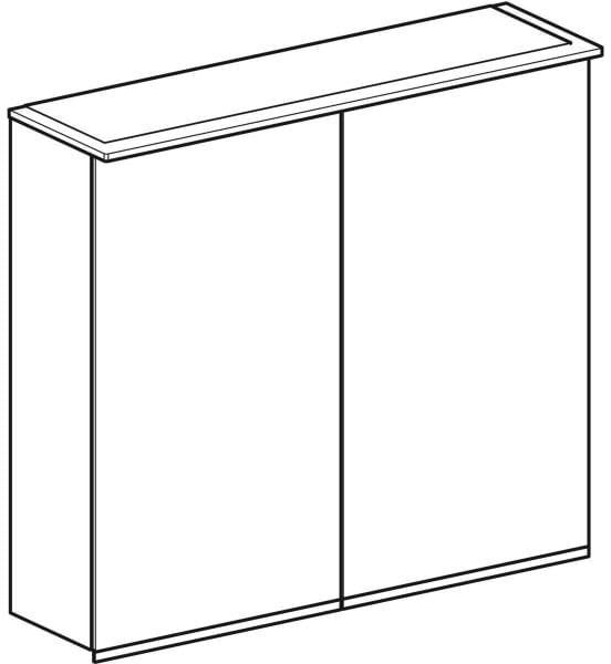 Geberit Option Plus Spiegelschrank mit LED-Beleuchtung, zwei Türen, 75x70x17,2 cm, verspiegelt