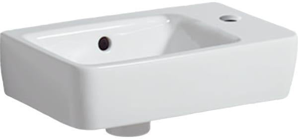 Geberit Renova Compact Handwaschbecken 40x25 cm, Hahnloch rechts, mit Überlauf, weiß