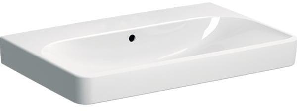 Geberit Smyle Waschtisch eckig 75x48 cm ohne Hahnloch mit Überlauf weiß