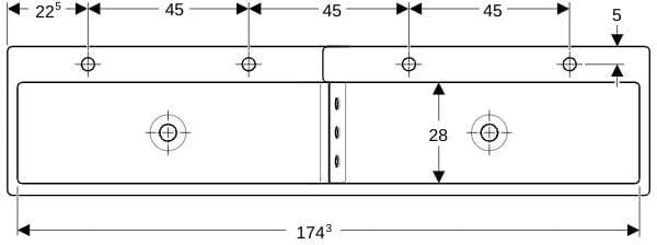 Geberit Bambini Spiel- und Waschlandschaft für 4 Waschtischarmaturen, 1800 mm, weiß