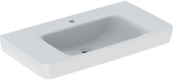 Geberit Renova Plan Waschtisch 90x48 cm mit Ablagefläche, Hahnloch mittig, weiß