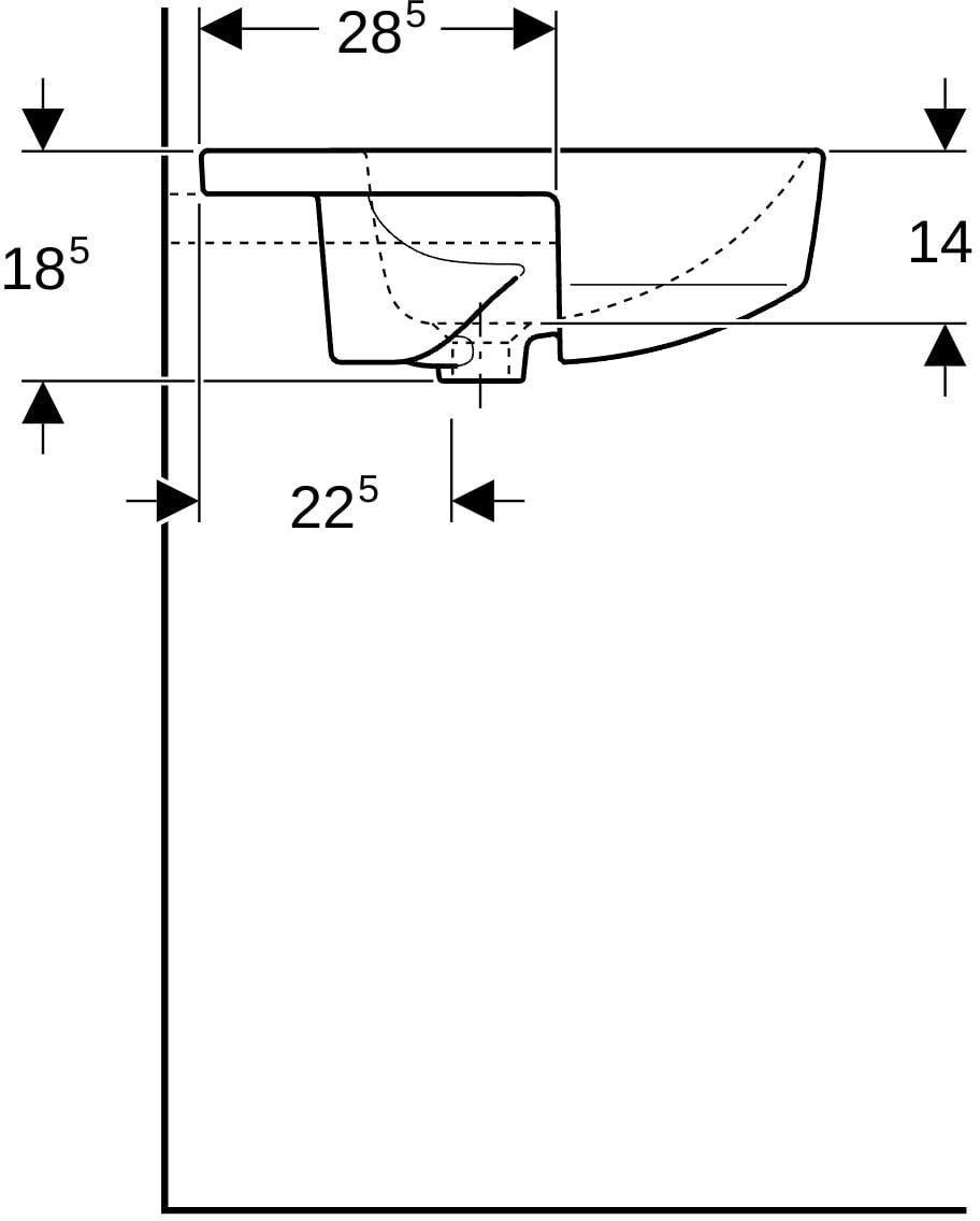 GEBERIT VariForm Halbeinbauwaschtisch rund 50 cm mit Hahnloch und Überlauf, KeraTect weiß