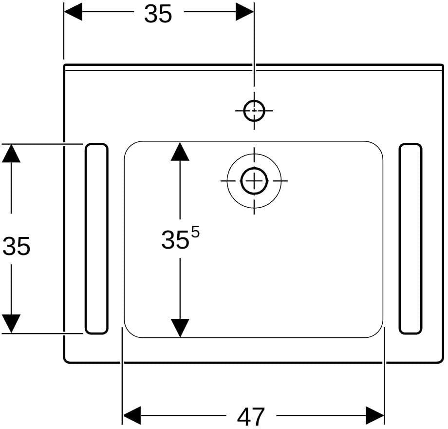 Geberit Publica Waschtisch 70x55 cm weiß matt, demenzgerecht, barrierefrei, ohne Hahnloch