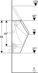 GEBERIT Renova Plan Deckelurinal weiß – Wandhängend, Zulauf hinten, Abgang hinten