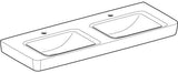 Geberit Renova Plan Doppelwaschtisch 130x48 cm mit Hahnloch und Überlauf in Weiß