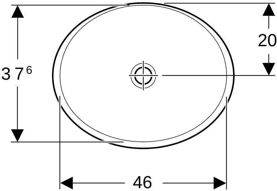 Geberit VariForm Einbauwaschtisch oval 50x40 cm, ohne Hahnloch, ohne Überlauf, weiß, KeraTect