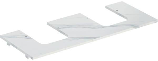 Geberit ONE Waschtischplatte 120 cm Feinsteinzeug Marmoroptik weiß matt mit 2-fach Ausschnitt