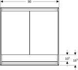 Geberit ONE Spiegelschrank mit Nische & ComfortLight, 2 Türen, 75x90x15 cm, weiß