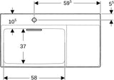 Geberit ONE Waschtisch 90x48 cm CleanDrain, Ablage rechts, mit Hahnloch links, weiß KeraTect