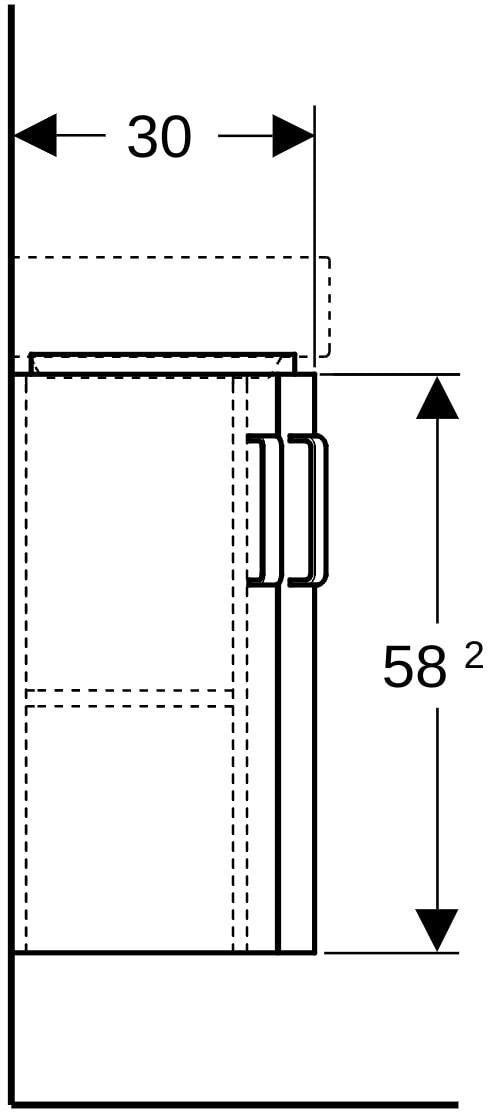 Geberit Renova Compact Unterschrank für Eck-Handwaschbecken, 2 Türen, weiß, 42,5 cm