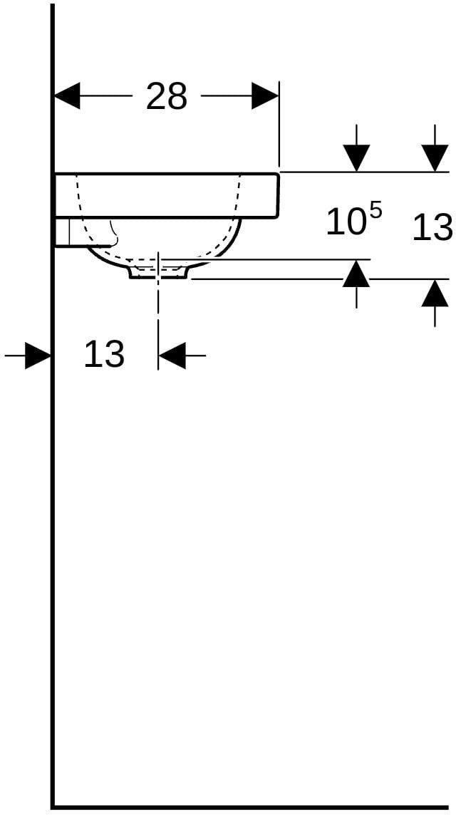 Geberit iCon Light Handwaschbecken 38x28 cm mit Hahnloch rechts, ohne Überlauf, weiß