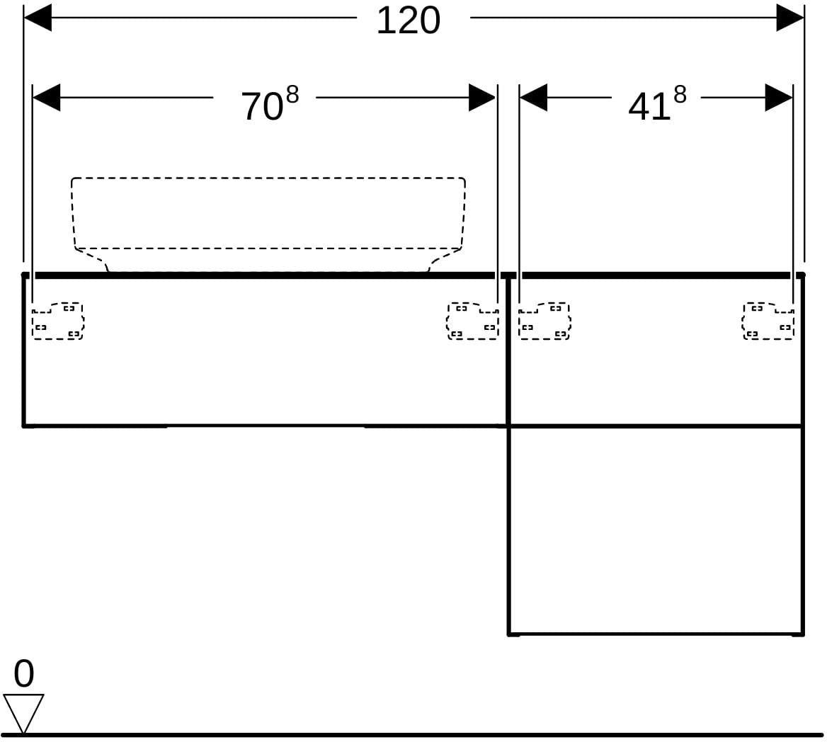 Geberit VariForm Waschtischunterbau 120 cm, 3 Schubladen, lava matt – Wandhängend