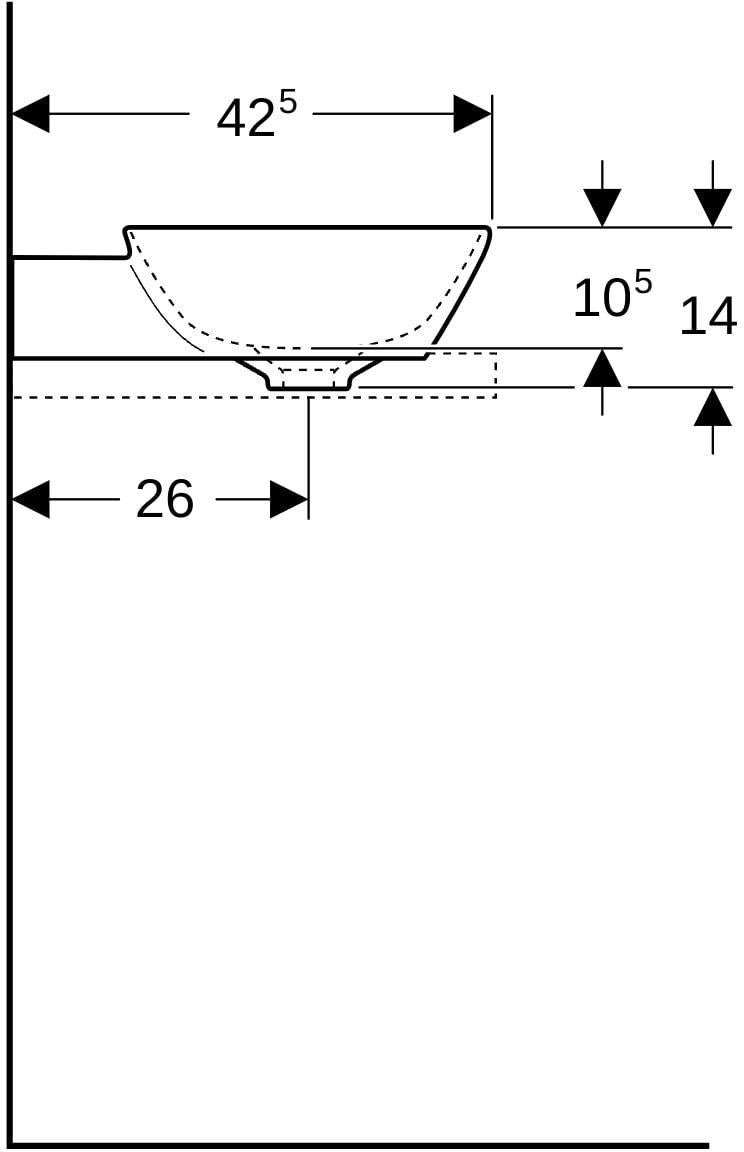 Geberit ONE Aufsatzwaschtisch 50x42,5 cm weiß mit Hahnloch und KeraTect